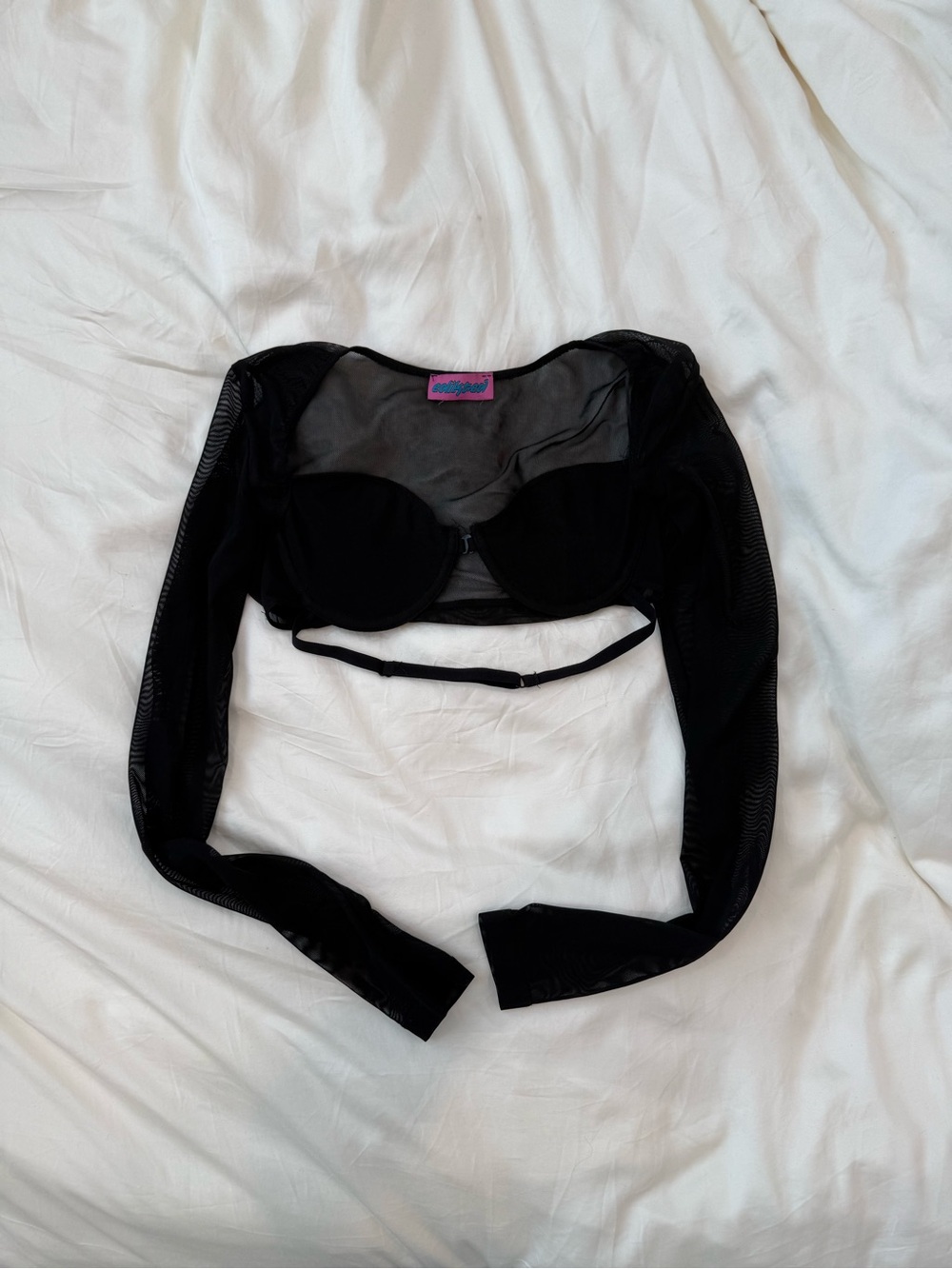 edikted Lin Mesh Long Sleeve Bra Top